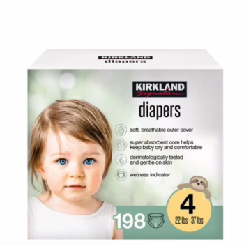 Kirkland Diapers - Size 4 - 198ct: Brand-New